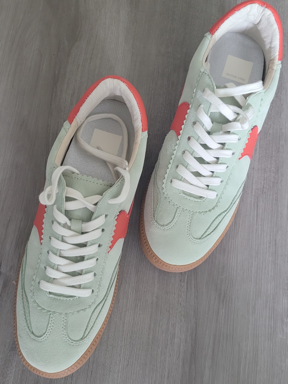 Dolce Vita Mint Green and Coral Accent Sneakers - Picture 2 of 9